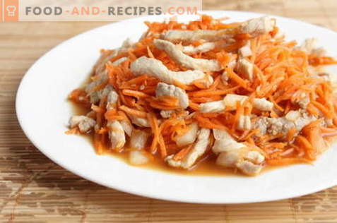 Salade de poulet coréen - les meilleures recettes. Comment bien et savourer pour préparer une salade au poulet et à la carotte coréenne.
