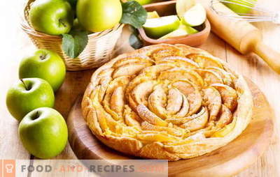 Comment faire rapidement une pâte feuilletée aux pommes. Couche à la confiture de pommes, cannelle, raisins secs et abricots