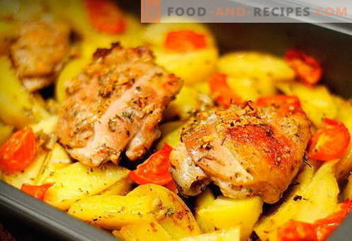 Poulet avec des pommes de terre au four - les meilleures recettes. Comment cuire correctement et savoureux dans le four poulet avec des pommes de terre au four.