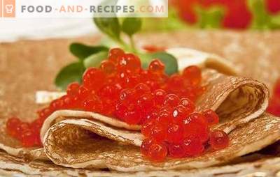 Pancakes au caviar - c’est un goûter! Une sélection des meilleures recettes de pâte et des options pour le remplissage de crêpes au caviar